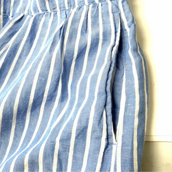 Pact Canopy Notch Neck Dress Bondi Stripe Linen Organic Cotton Blue Size XL - Picture 7 of 12